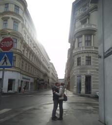 A Couple in Vienna kissing nearby the Palais Coburg which first caught my attention