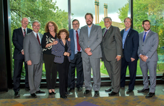 L to R: Dr. Grant Pierce, Larry Vickar, Rivka Carmi, Tova Vickar, Chuck LaFleche, Dr. Bruce Roe, Mark Mendelson, John Graham, Zach Ostrove