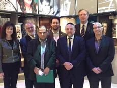 From left to right - rear: Belle Jarniewski, Chair of the Holocaust Education Centre, Rabbi Yosef Benarroch, Rabbi, Adas Yeshurun Herzlia Synagogue, Ran Ukashi, Manitoba Regional Director, B'nai Brith Canada John Young, CEO, Canadian Museum for Human Rights From left to right - front: Cary Rubenfeld, Jeff Morry, Senior Program Officer, The Asper Foundation