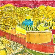 View of the Old City of Jerusalem in Red from the Haas Promenade